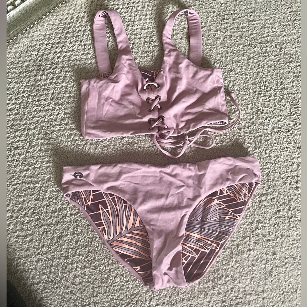Maaji printed reversible tie front bikini top and bottom